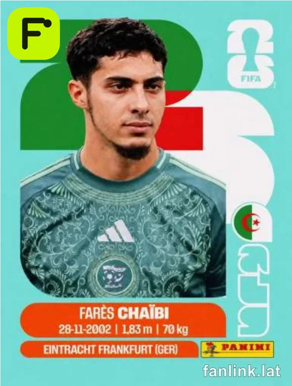 Farés Chaibi #ALG14 — Lámina Panini FIFA World Cup 2026 (Algeria)