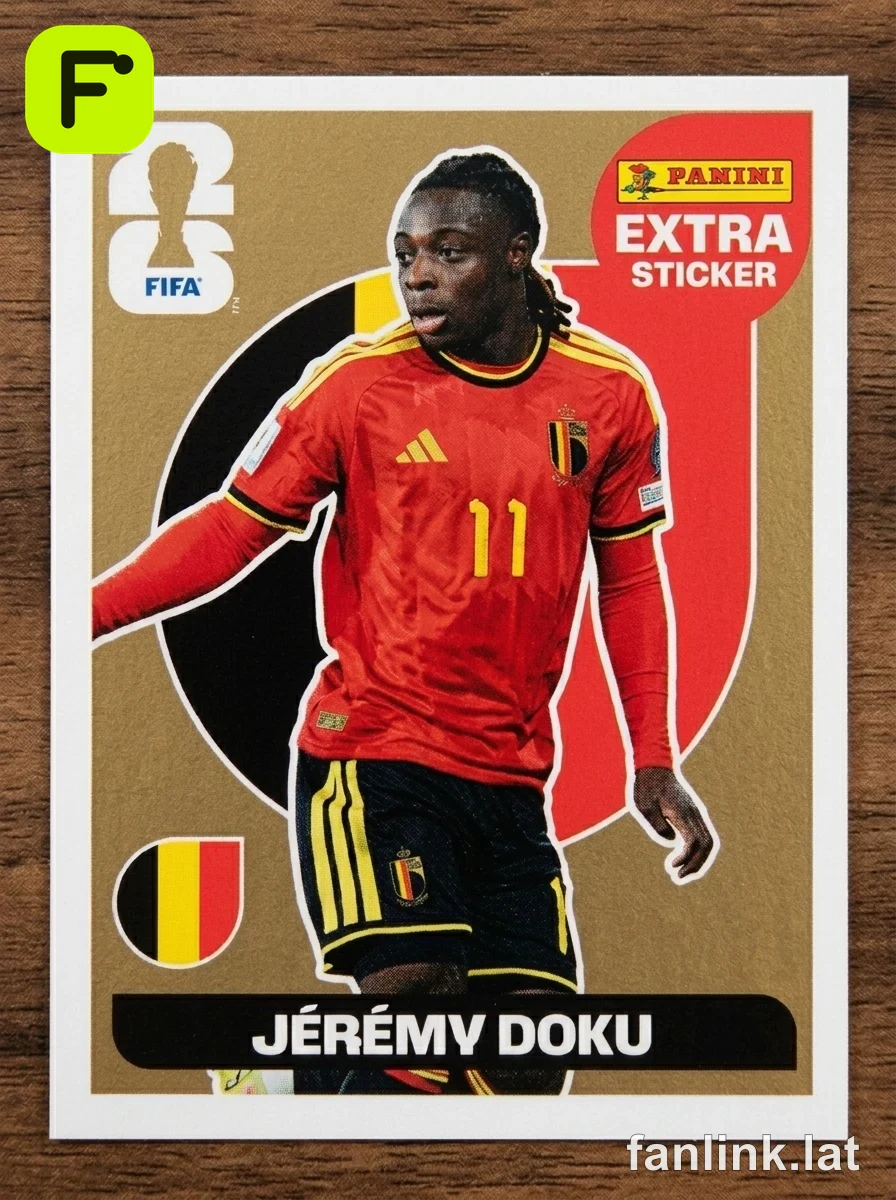Panini Extra Sticker Jérémy Doku Extra Sticker (Gold Parallel) — Jérémy Doku