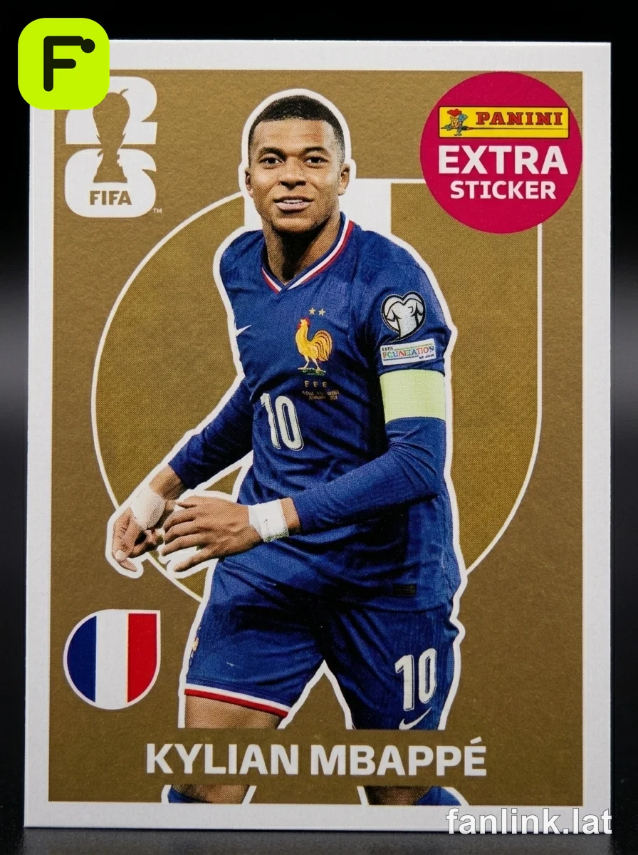 Panini Extra Sticker Gold Flood Crumple Parallel (FRA20) — Kylian Mbappé